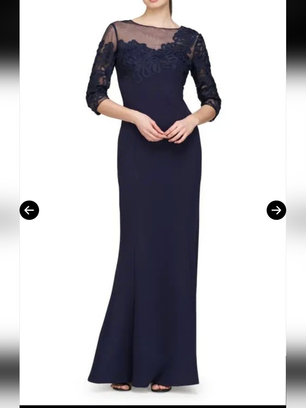 JS COLLECTION Leilani Soutache Lace Detail Mermaid Evening Dress 18 Navy Blue